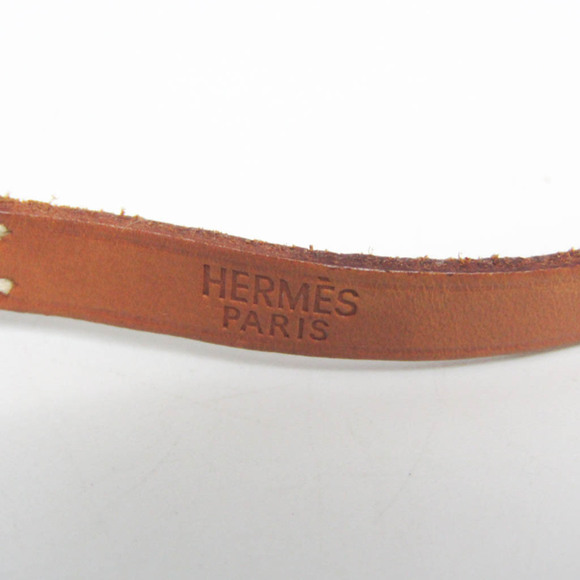 Hermes Hapi Choker Leather,Metal No Stone Bangle Silver,Black